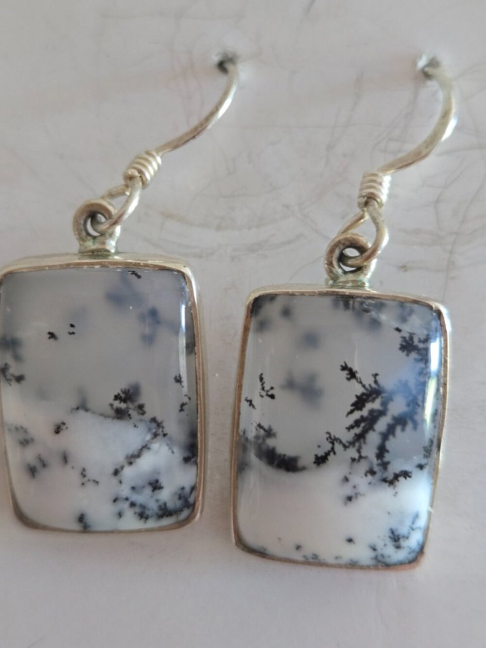 Sterling Silver 925 AGATE Dangle Earrings